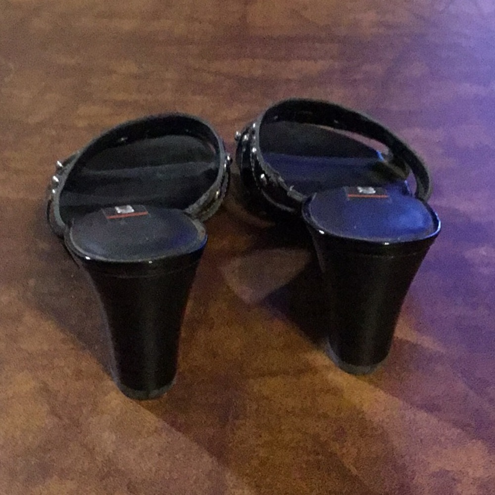 ECCO Black Patent‎ Leather Silver Stud Mules Edgy Grunge Y2K Size 37 - Picture 11 of 16